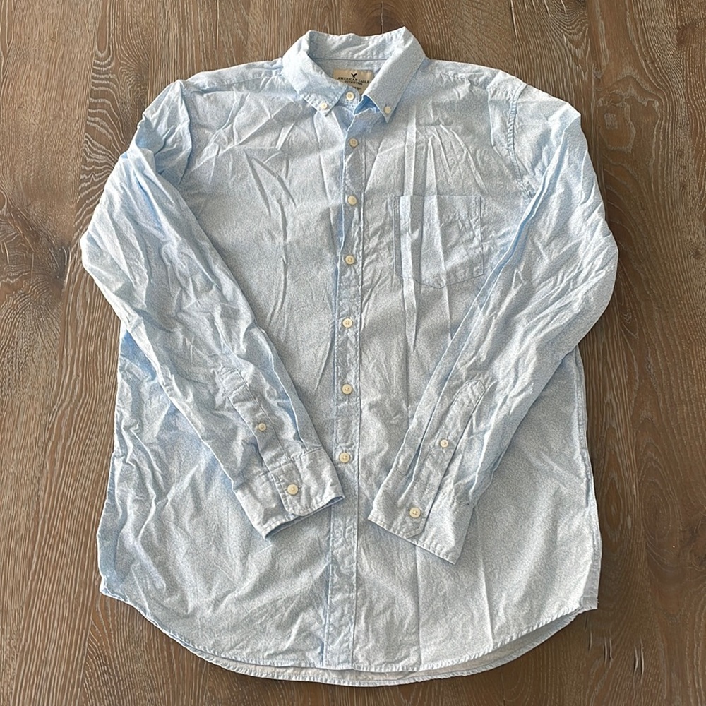 Men’s American Eagle Pattern Woven Button-Up | Large Tall | Classic Fit